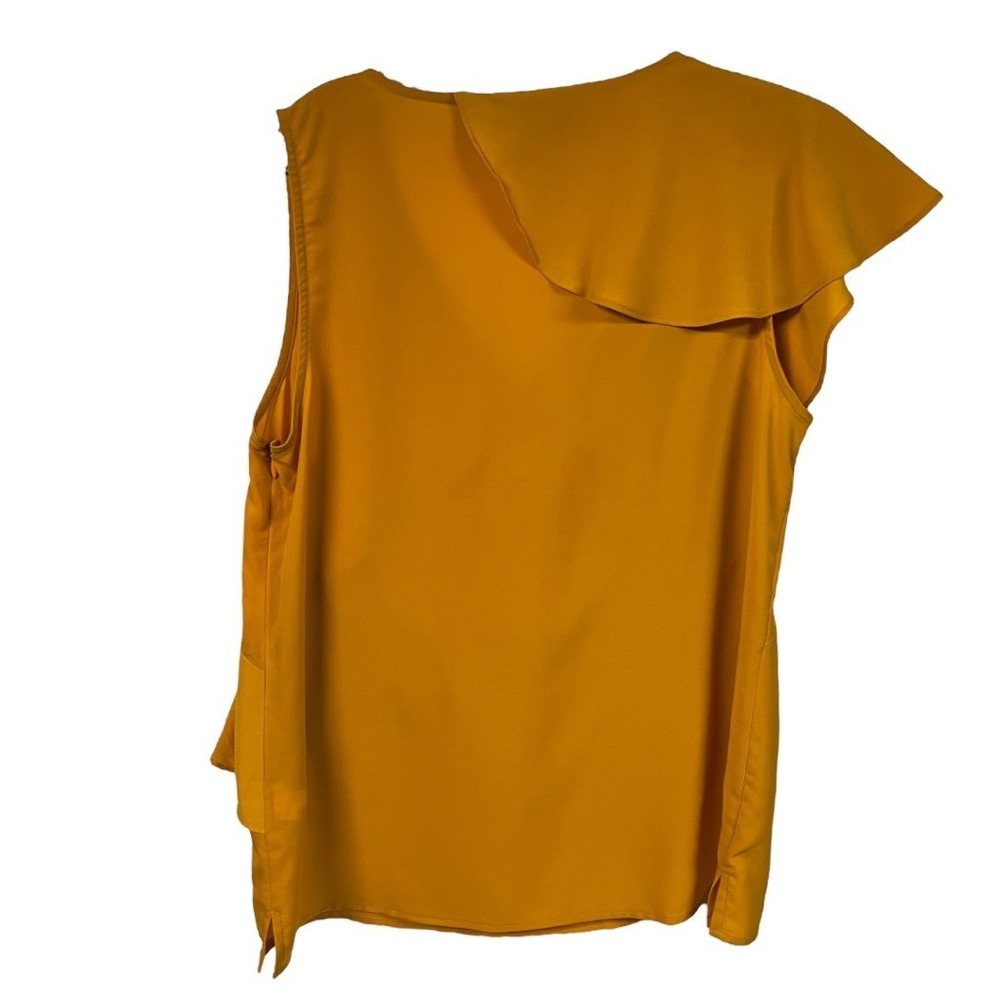 Banana‎ Republic Women's Asymmetrical Ruffle V Neck Top Yellow Size Medium - Picture 3 of 8